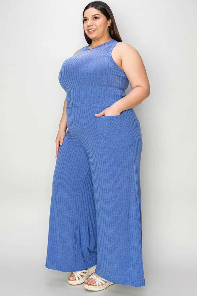 Basic Bae Full Size Ribbed Tank and Wide Leg Pants Set - Hopeford Streams