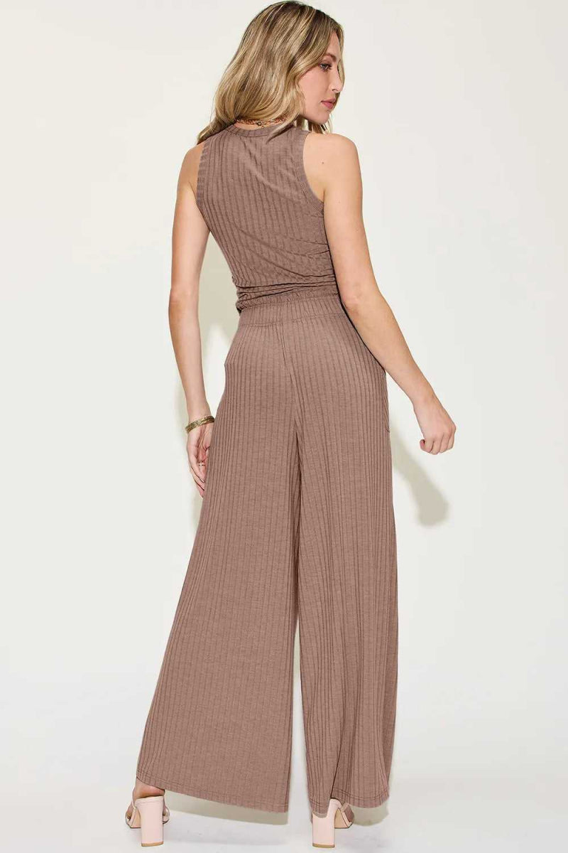 Basic Bae Full Size Ribbed Tank and Wide Leg Pants Set - Hopeford Streams