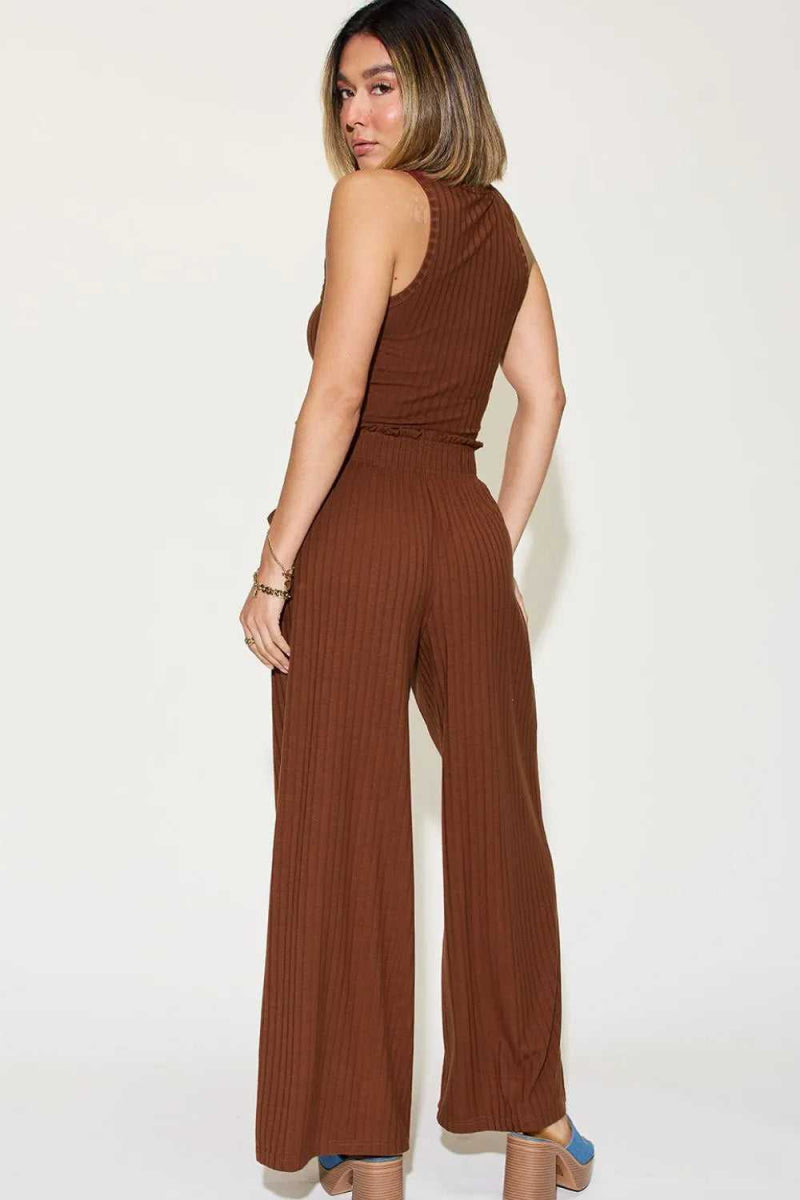 Basic Bae Full Size Ribbed Tank and Wide Leg Pants Set - Hopeford Streams