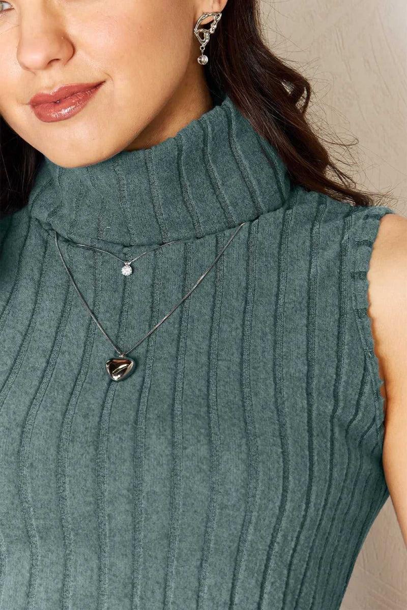 Basic Bae Full Size Ribbed Turtleneck Tank -- 