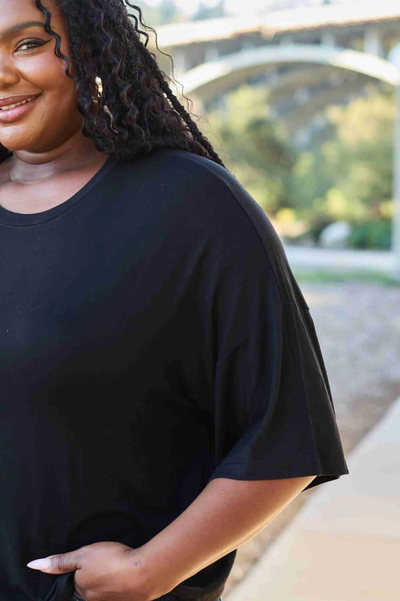 Basic Bae Full Size Round Neck Drop Shoulder T-Shirt - Hopeford Streams