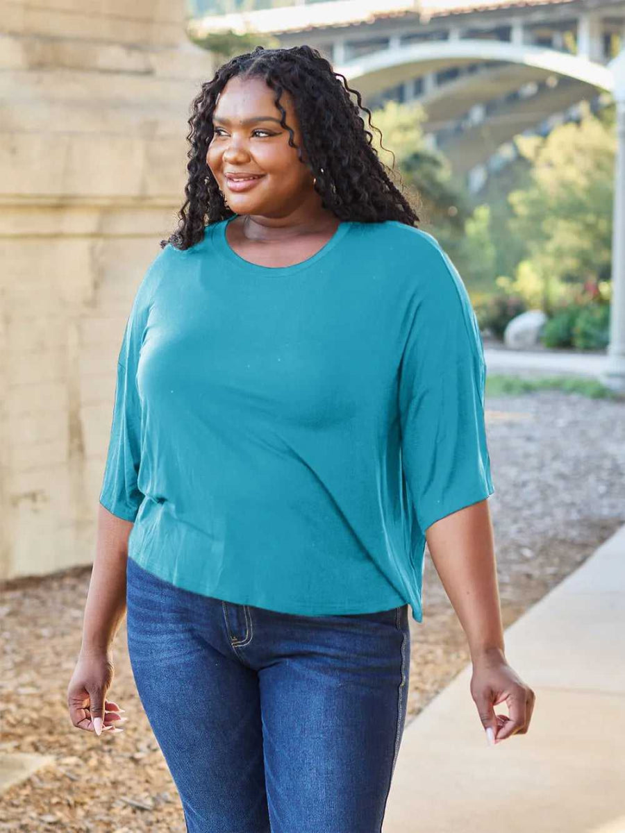 Basic Bae Full Size Round Neck Drop Shoulder T-Shirt - Hopeford Streams