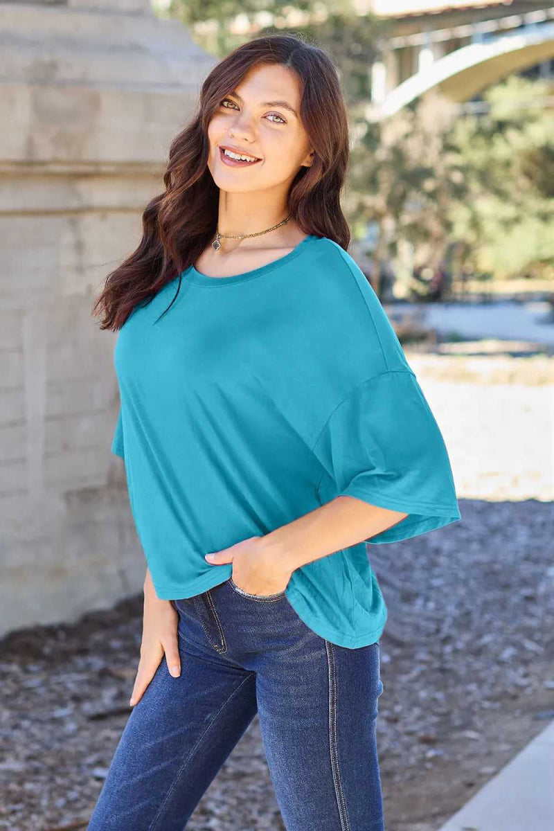 Basic Bae Full Size Round Neck Drop Shoulder T-Shirt - Hopeford Streams