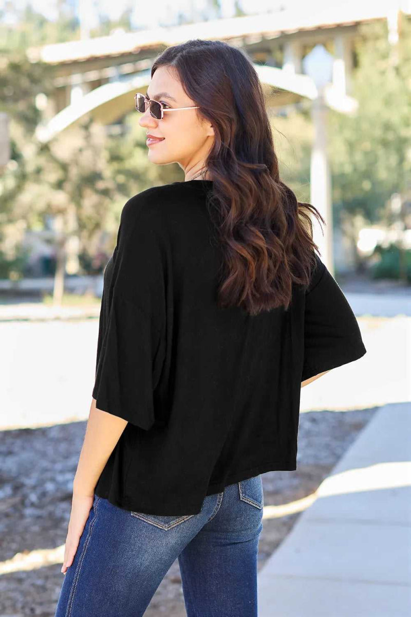 Basic Bae Full Size Round Neck Drop Shoulder T-Shirt - Hopeford Streams