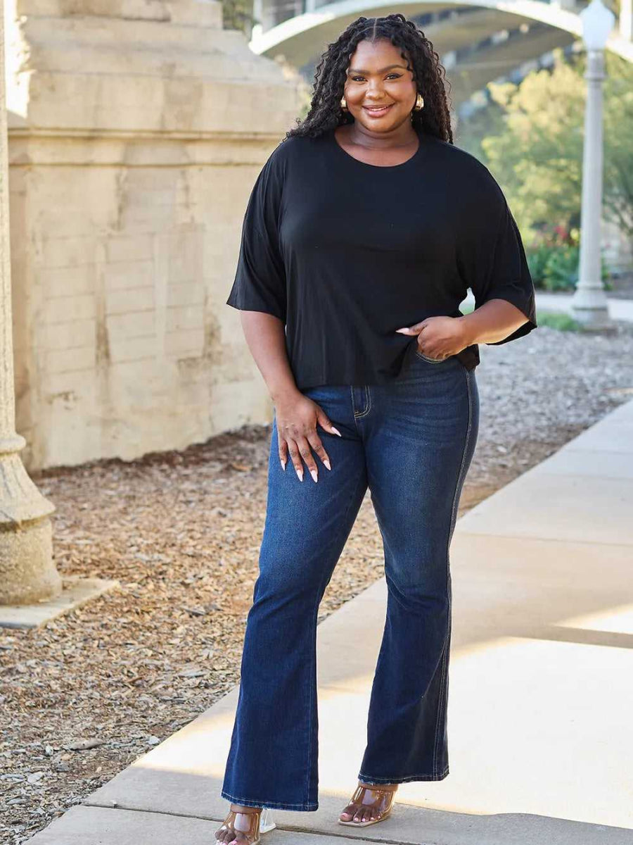 Basic Bae Full Size Round Neck Drop Shoulder T-Shirt - Hopeford Streams