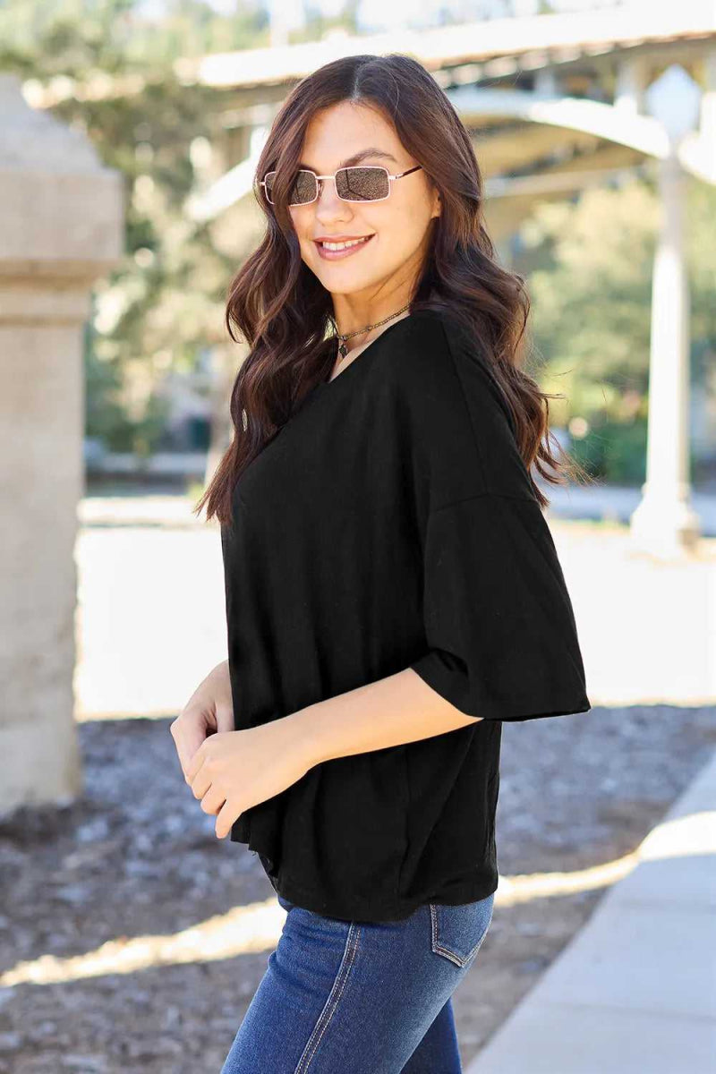 Basic Bae Full Size Round Neck Drop Shoulder T-Shirt - Hopeford Streams