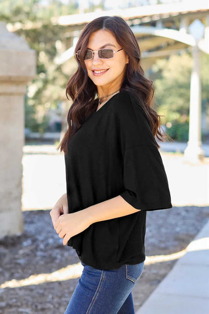 Basic Bae Full Size Round Neck Drop Shoulder T-Shirt - Hopeford Streams