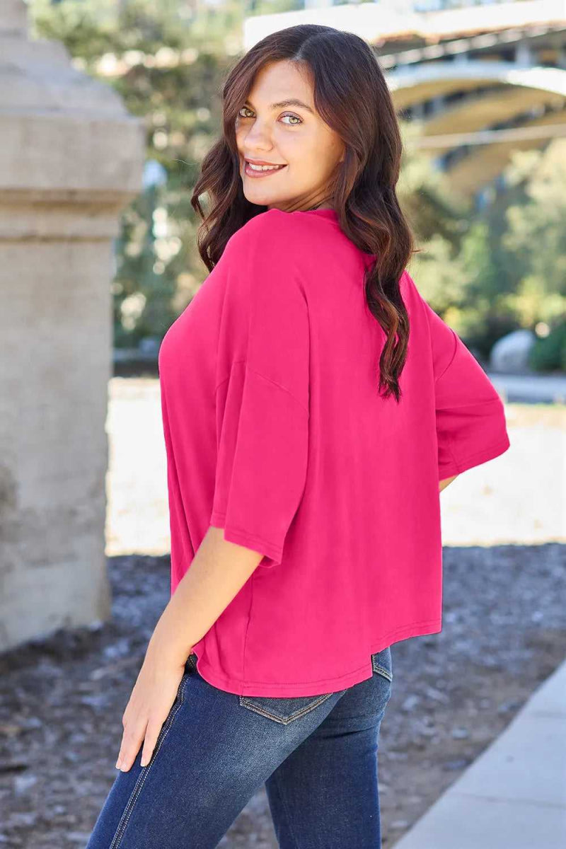 Basic Bae Full Size Round Neck Drop Shoulder T-Shirt - Hopeford Streams
