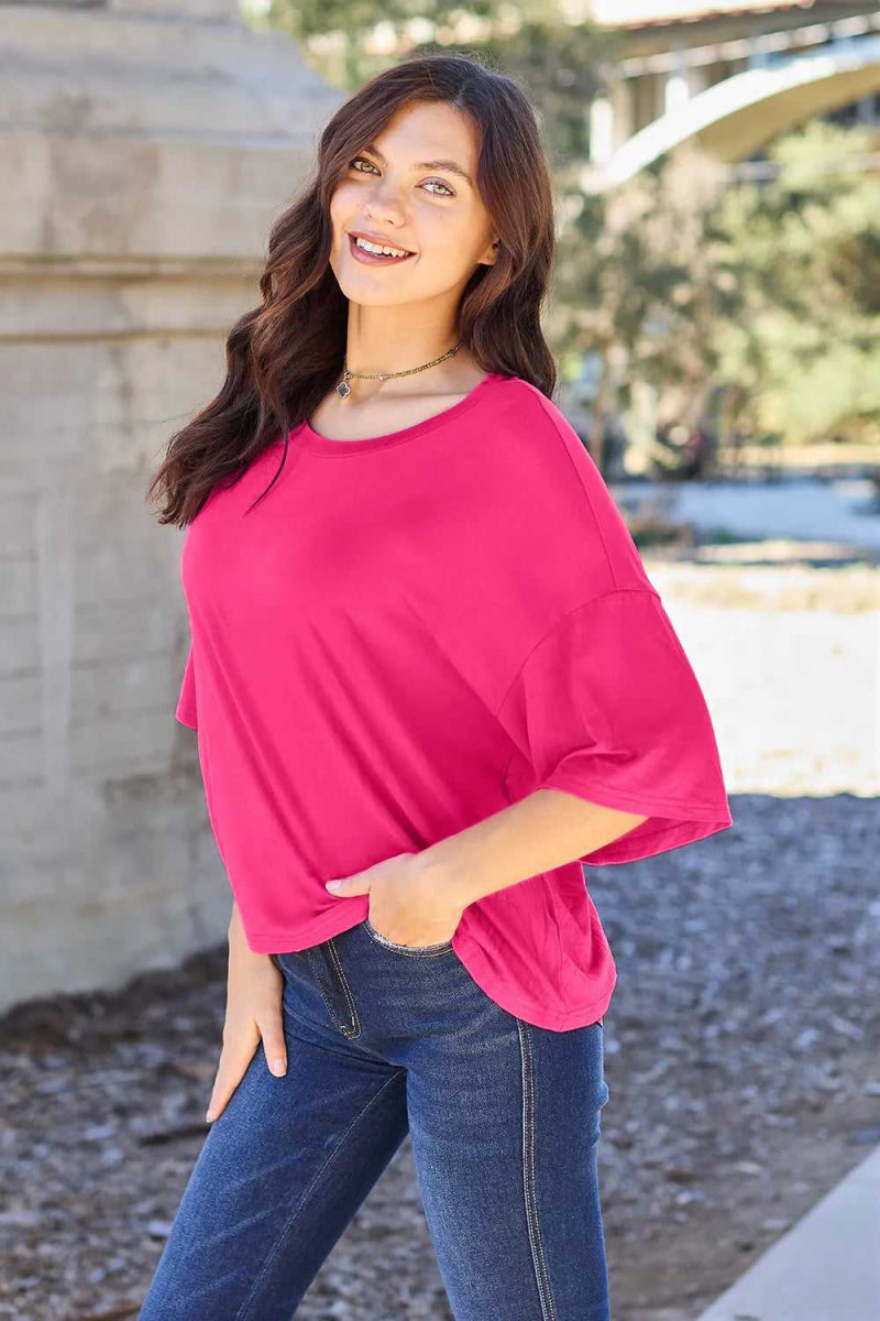 Basic Bae Full Size Round Neck Drop Shoulder T-Shirt - Hopeford Streams