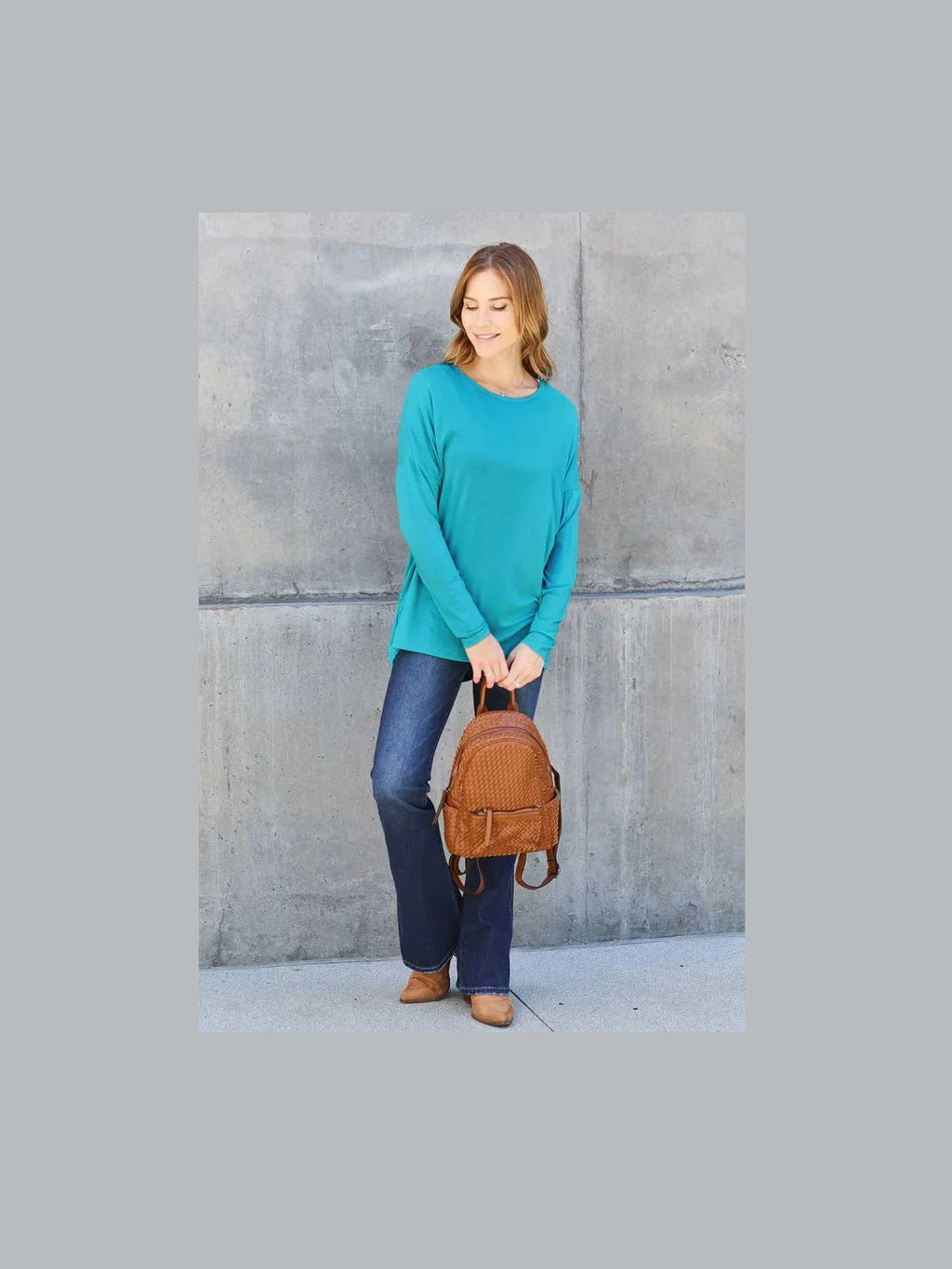 Basic Bae Full Size Round Neck Dropped Shoulder T-Shirt -- 