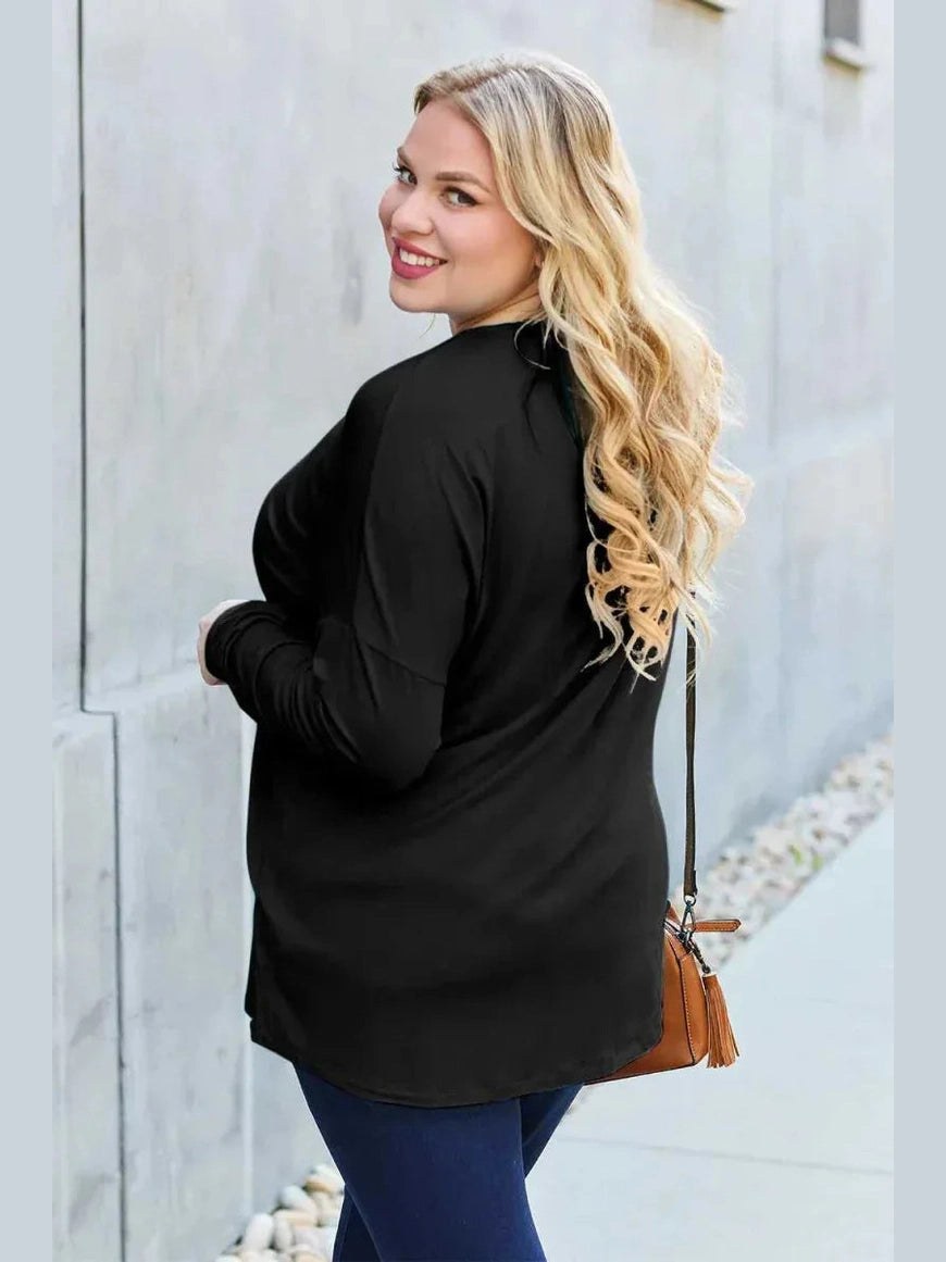 Basic Bae Full Size Round Neck Dropped Shoulder T-Shirt -- 