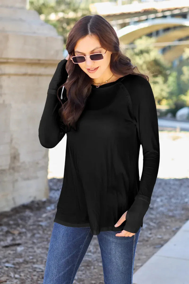 Basic Bae Full Size Round Neck Long Sleeve T-Shirt -- 
