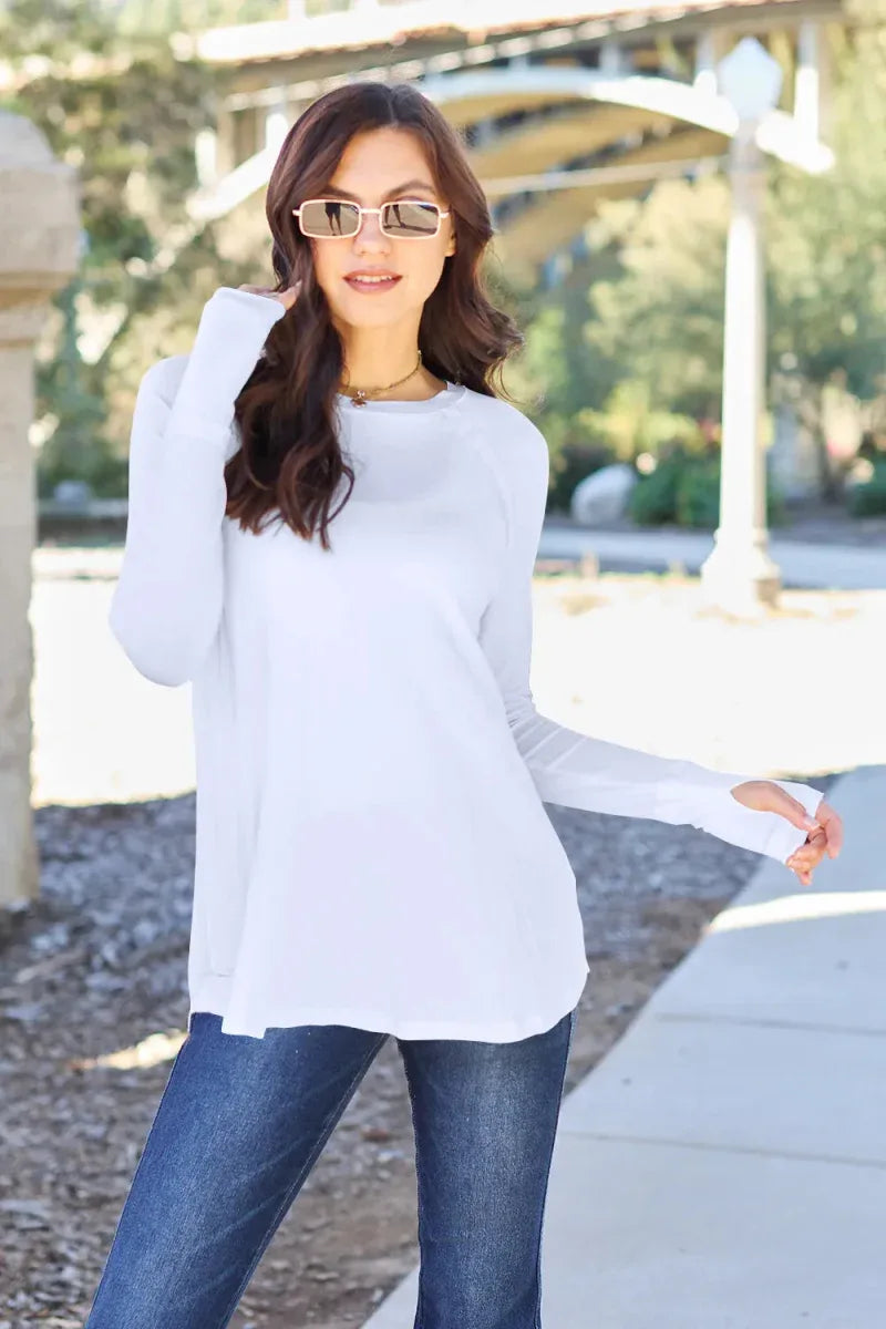 Basic Bae Full Size Round Neck Long Sleeve T-Shirt -- 