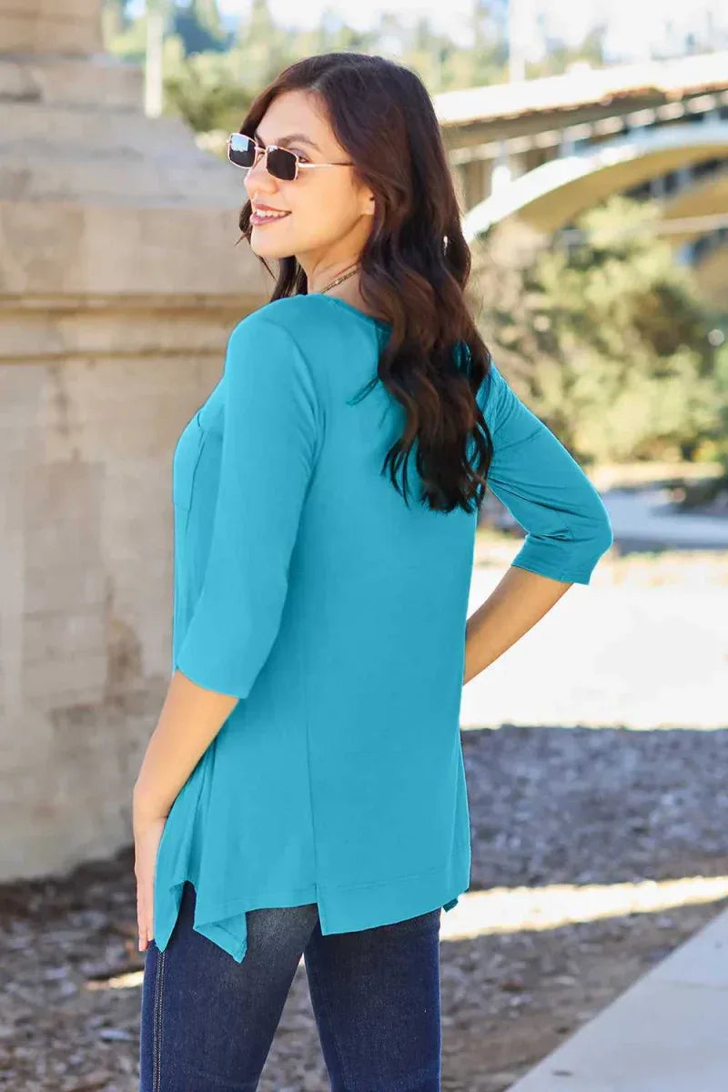 Basic Bae Full Size Round Neck Pocketed T-Shirt -- 