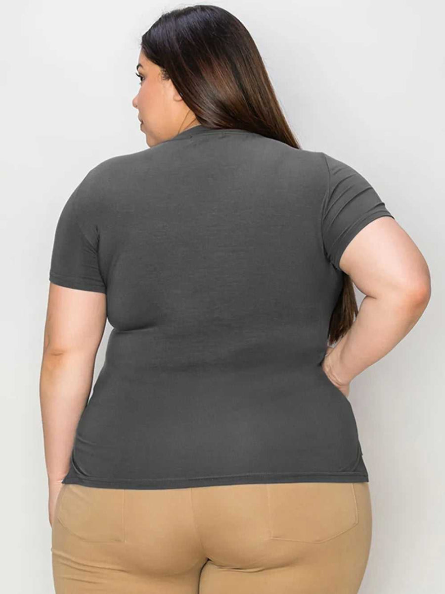 Basic Bae Full Size V - Neck High - Low T-Shirt - Hopeford Streams