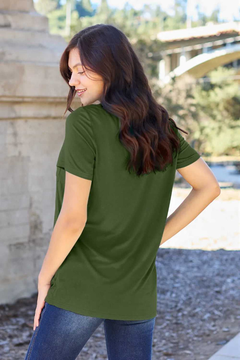 Basic Bae Full Size V - Neck Short Sleeve T-Shirt - Hopeford Streams
