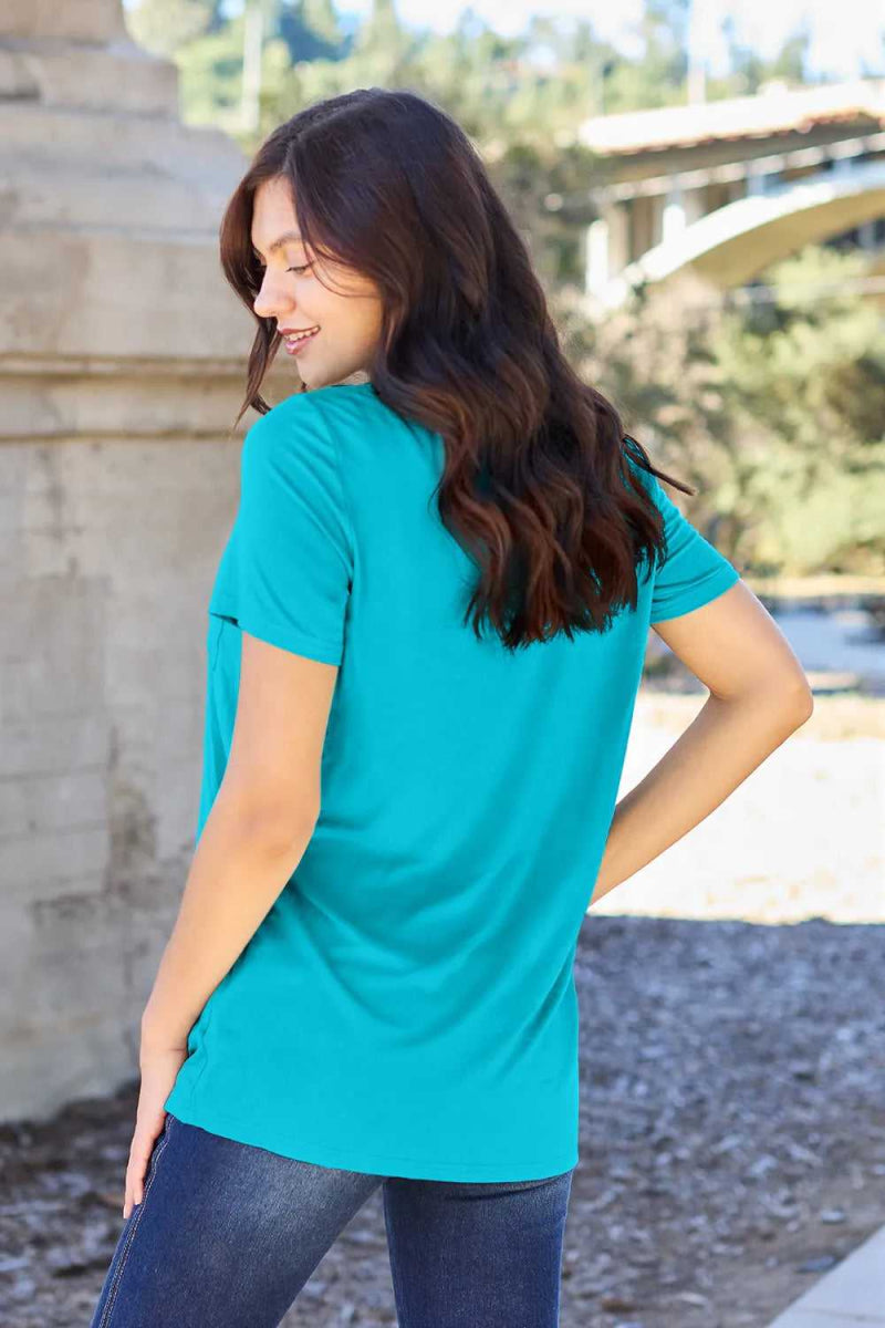 Basic Bae Full Size V - Neck Short Sleeve T-Shirt - Hopeford Streams