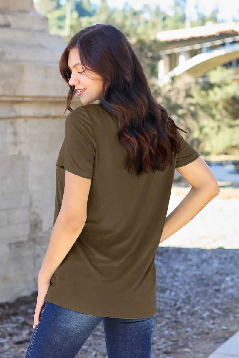 Basic Bae Full Size V - Neck Short Sleeve T-Shirt - Hopeford Streams