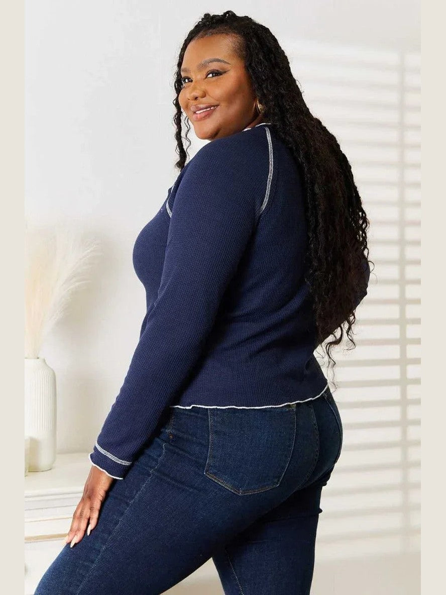 Basic Bae Long Raglan Sleeve Round Neck Top -- 