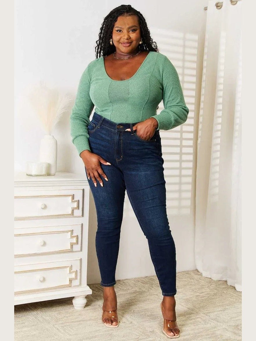 Basic Bae Scoop Neck Long Sleeve Top -- 