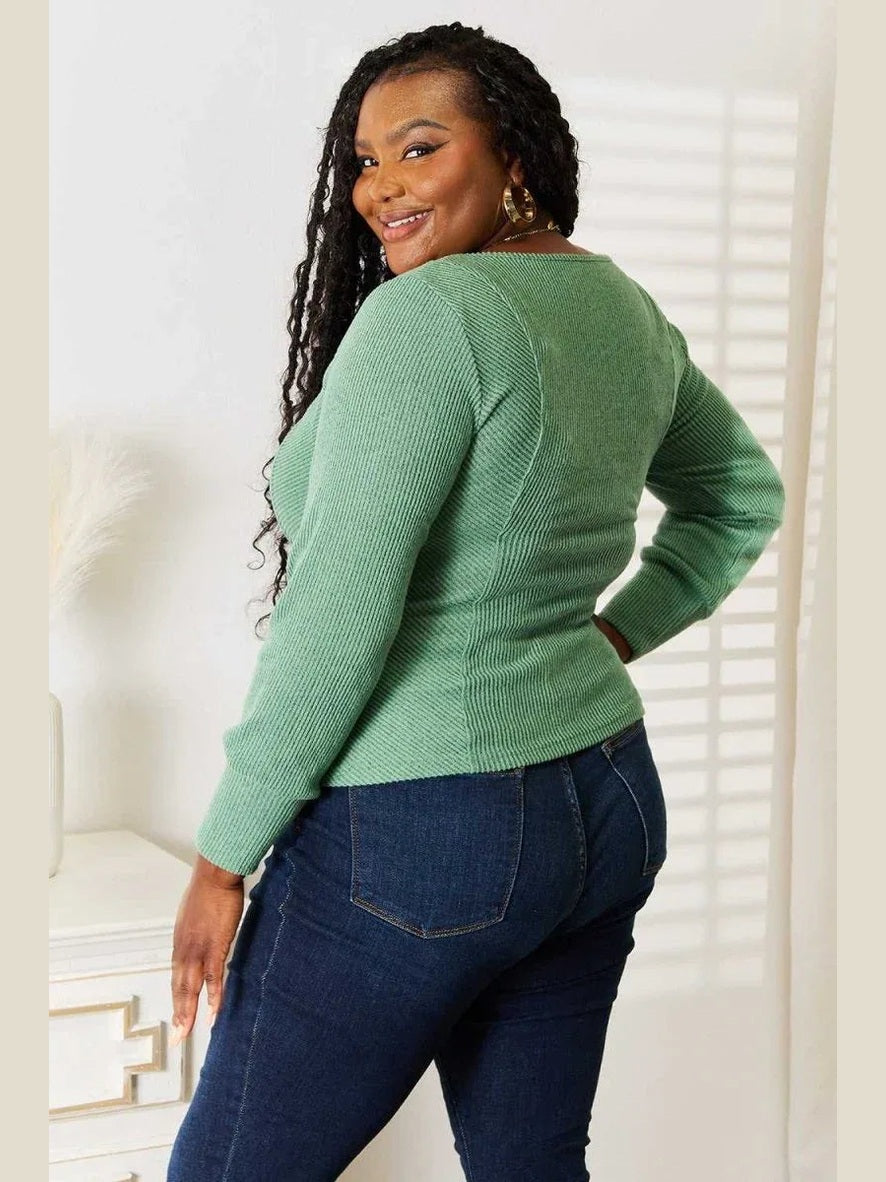 Basic Bae Scoop Neck Long Sleeve Top -- 