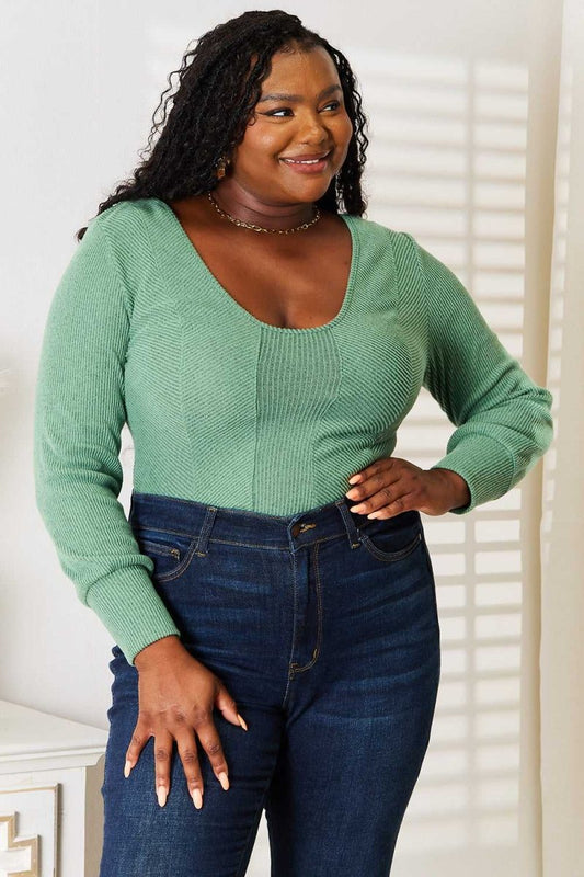 Basic Bae Scoop Neck Long Sleeve Top - Hopeford Streams