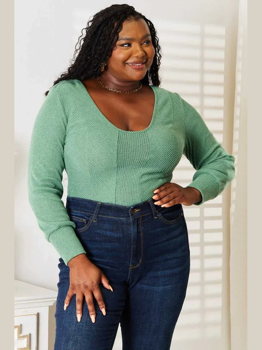 Basic Bae Scoop Neck Long Sleeve Top -- 