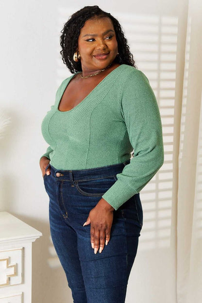 Basic Bae Scoop Neck Long Sleeve Top - Hopeford Streams