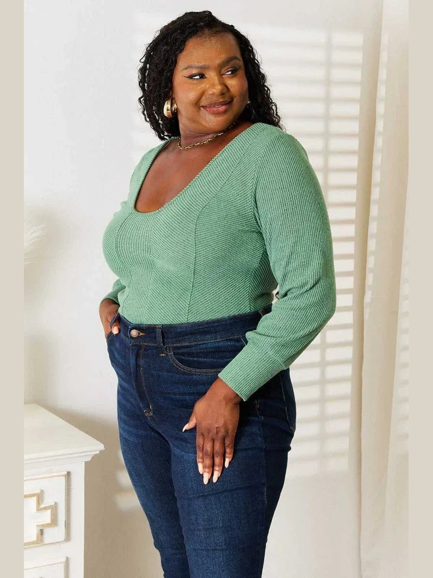 Basic Bae Scoop Neck Long Sleeve Top -- 