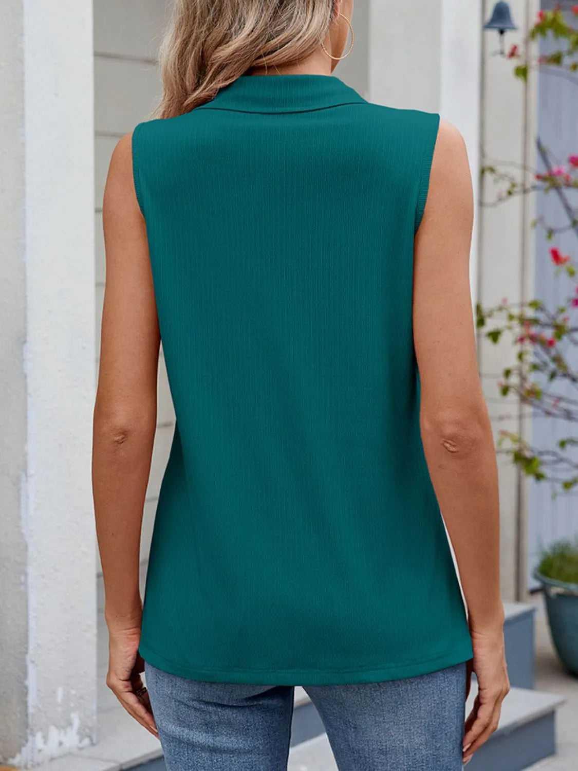 Quarter Zip Collared Tank -- 