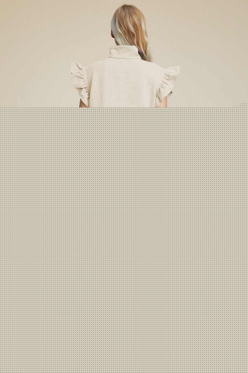 Double Take Full Size Texture Ruffle Short Sleeve Top and Wide Leg Pants Set