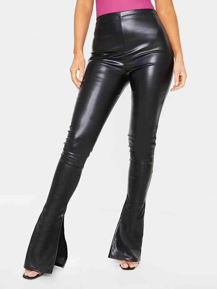 High Waist Slit Pants -- 