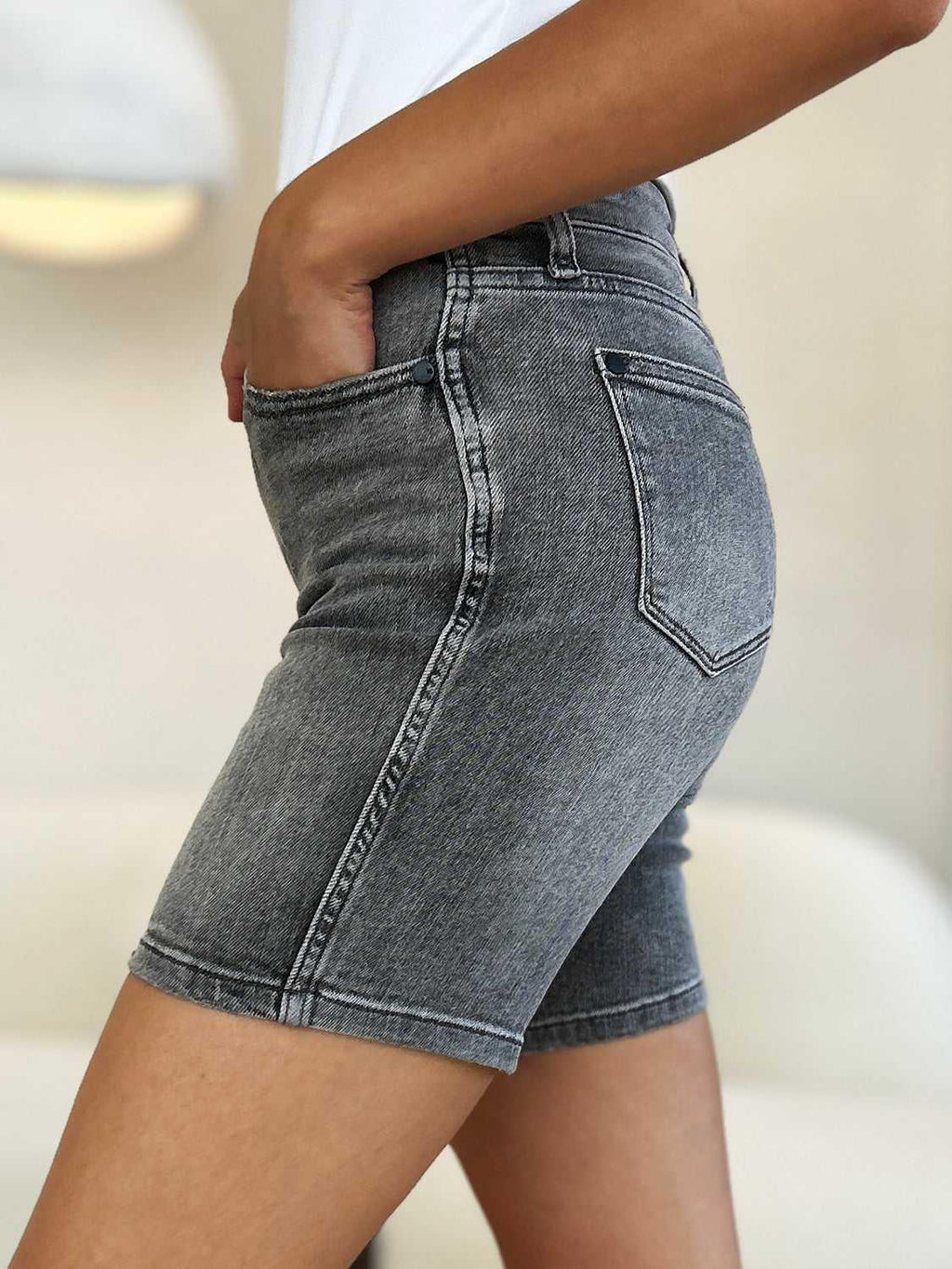 Judy Blue Full Size High Waist Washed Denim Shorts -- 