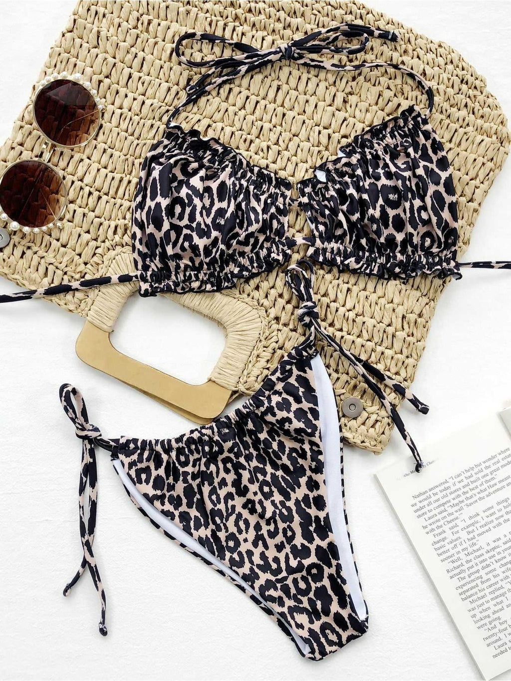 Frill Trill Halter Neck Bikini Set -- 