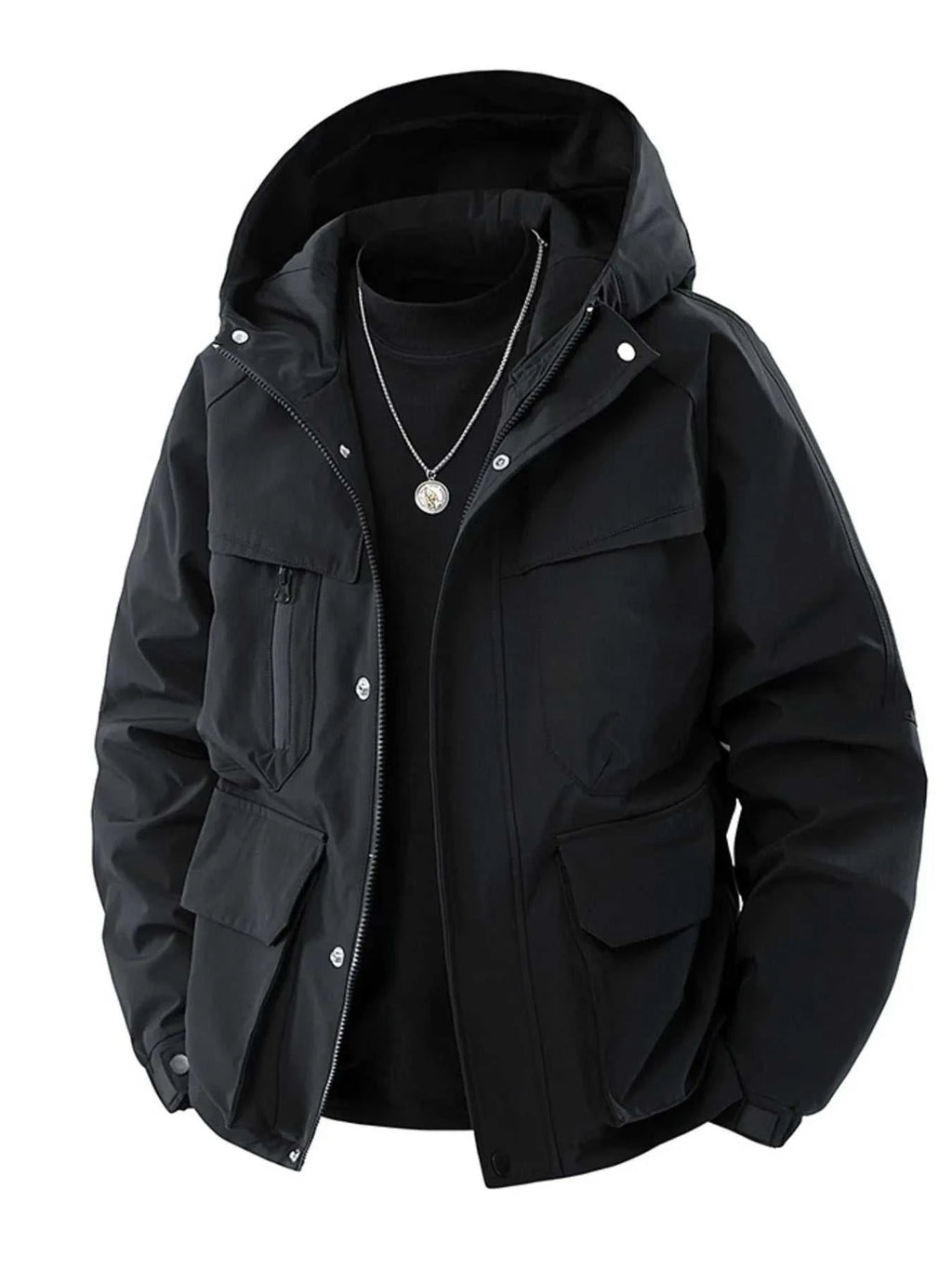Men's Full Size Zip Up Long Sleeve Hooded Jacket Plus Size