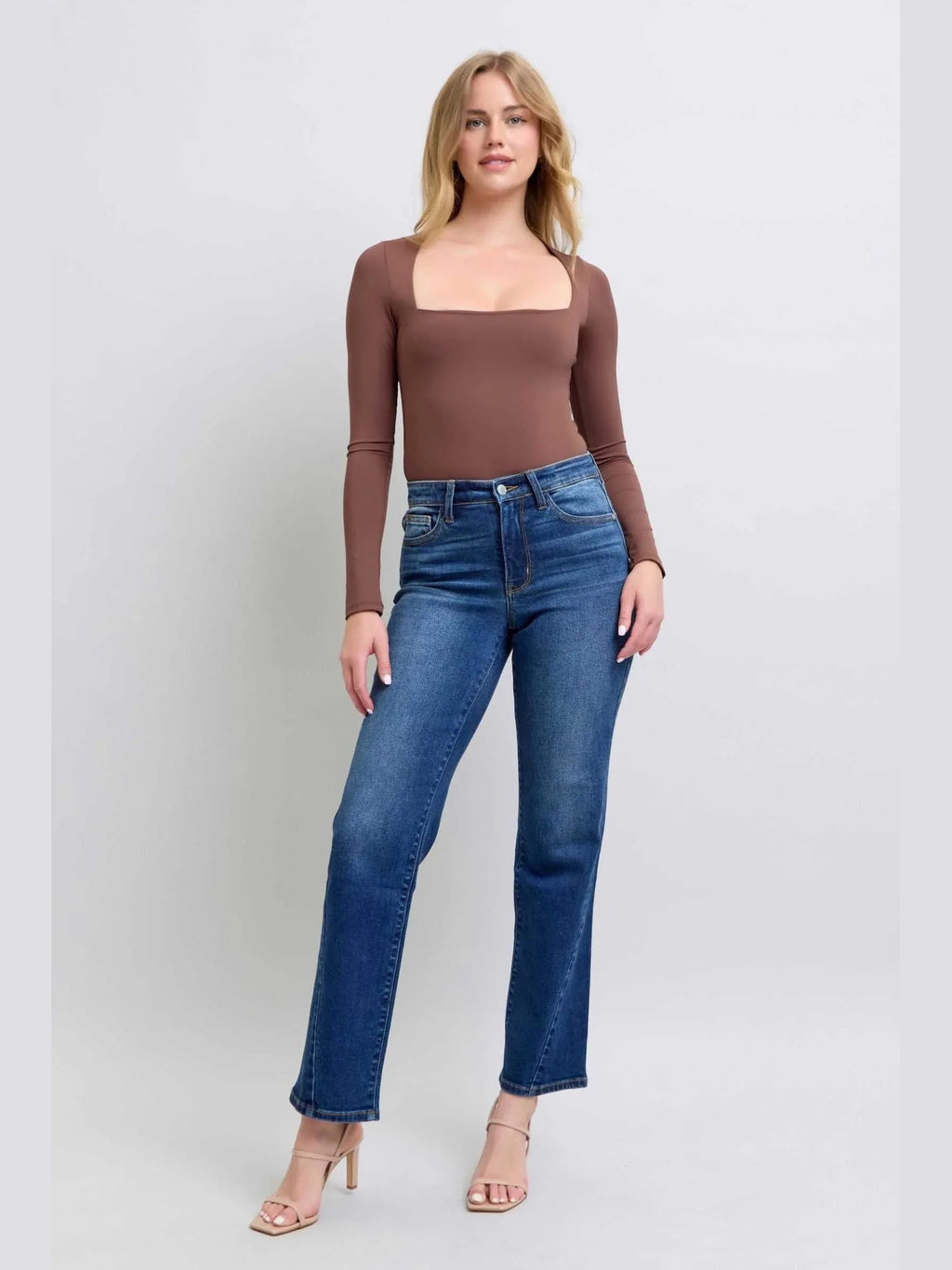 Judy Blue Full Size Side Seam Detail Straight Jeans with Pockets -- 