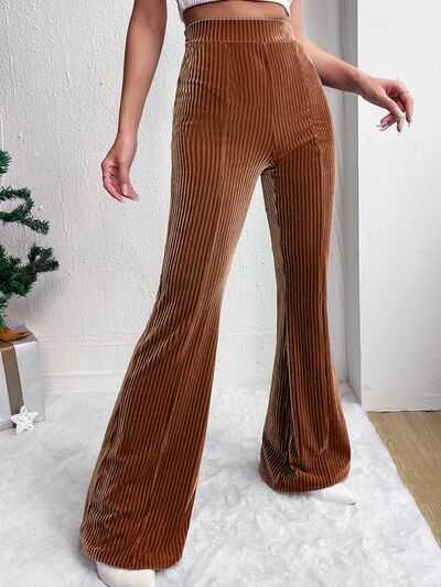 Ribbed High Waist Bootcut Pants -- 