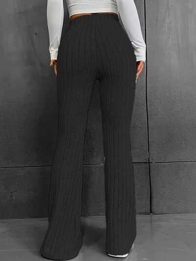 Ribbed High Waist Bootcut Pants -- 