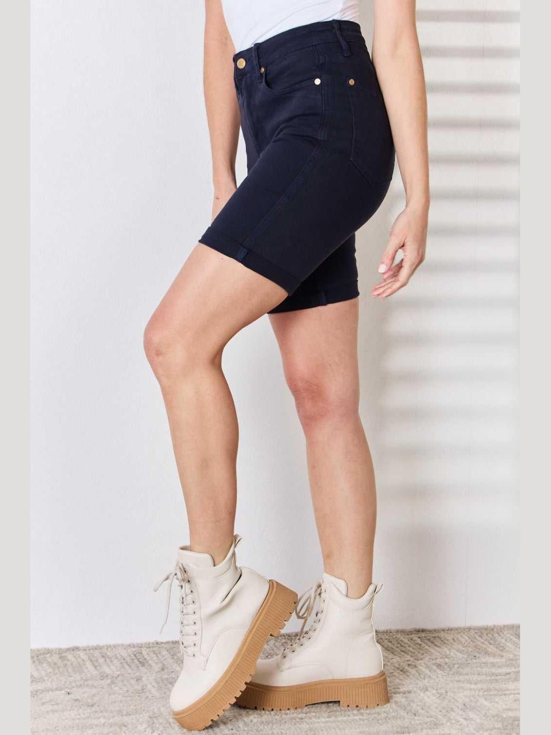 Judy Blue Full Size High Waist Tummy Control Bermuda Shorts -- 