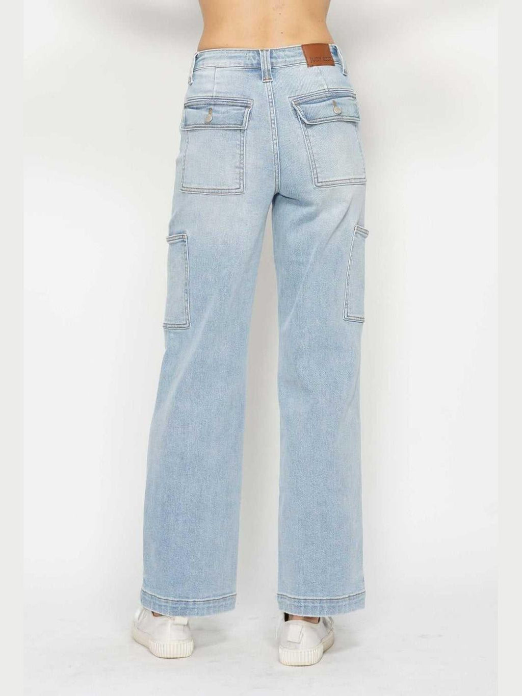Judy Blue Full Size High Waist Straight Cargo Jeans -- 