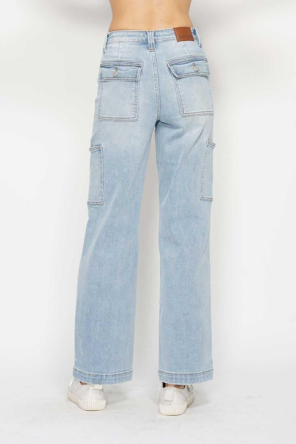 Judy Blue Full Size High Waist Straight Cargo Jeans -- 