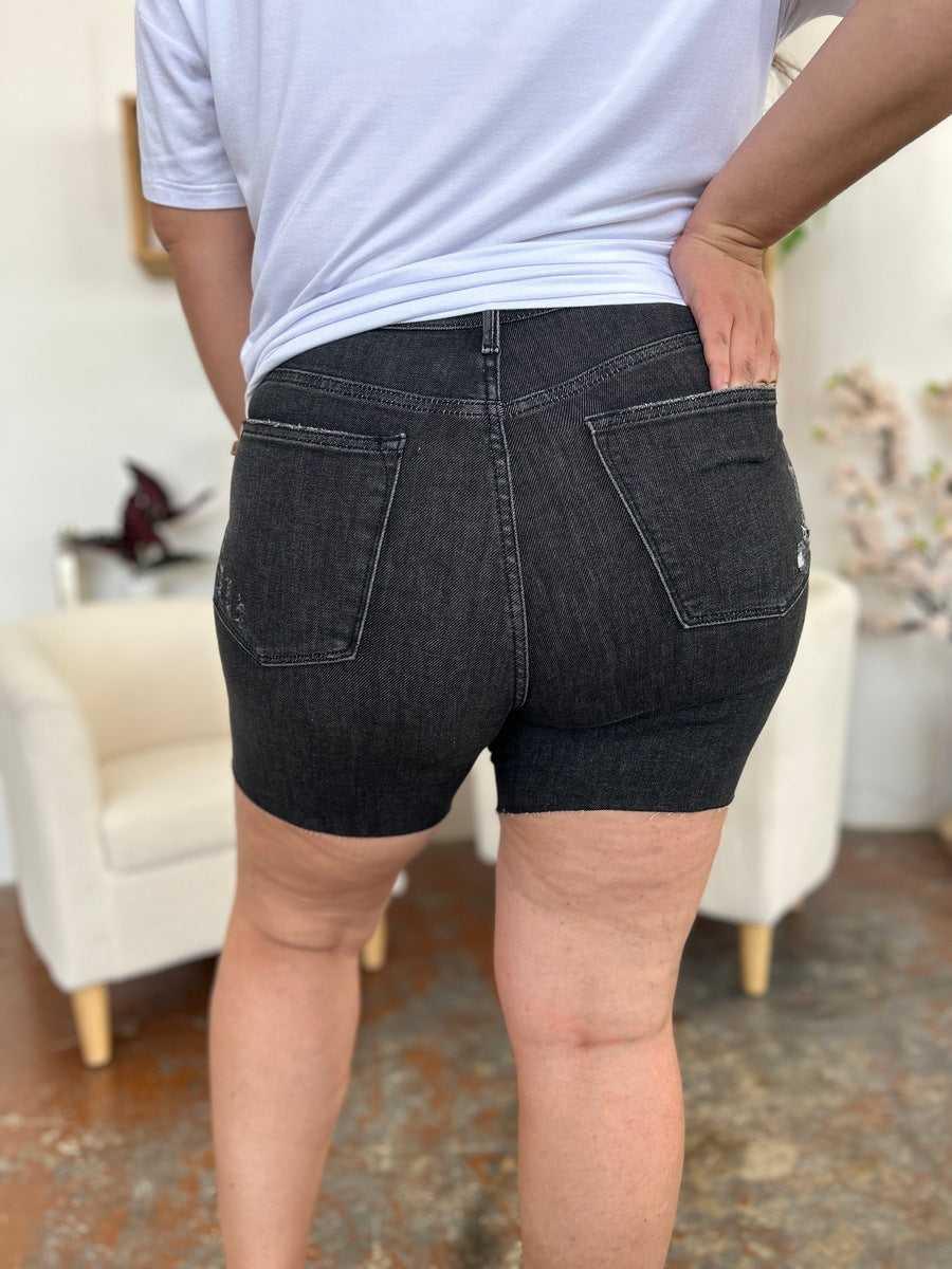 Judy Blue Full Size High Waist Rigid Magic Denim Shorts -- 