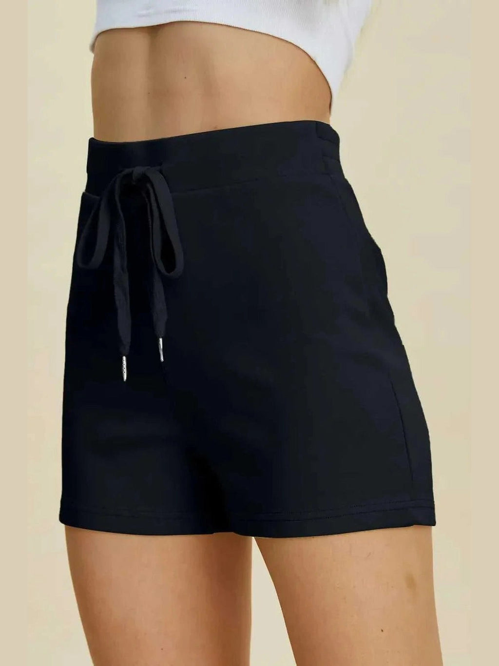 Basic Bae Full Size Air Scuba Drawstring High Waist Shorts -- 