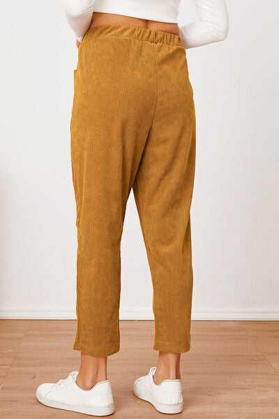 Pocketed Elastic Waist Pants -- 