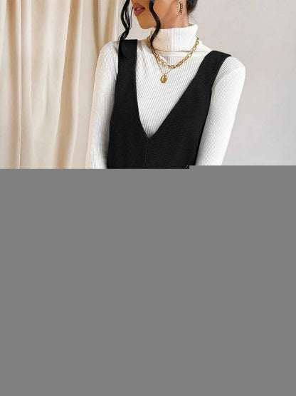 V-Neck Sleeveless Knit Mini Dress