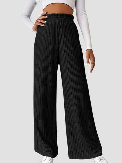 Ribbed High Waist Pants -- 