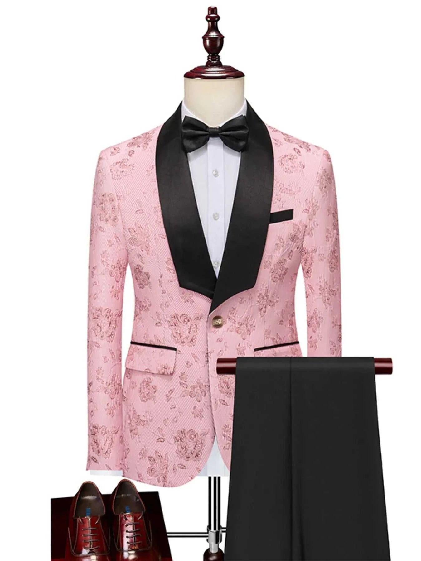 Men's Plus Size One Button Long Sleeve Blazer and Pants Set