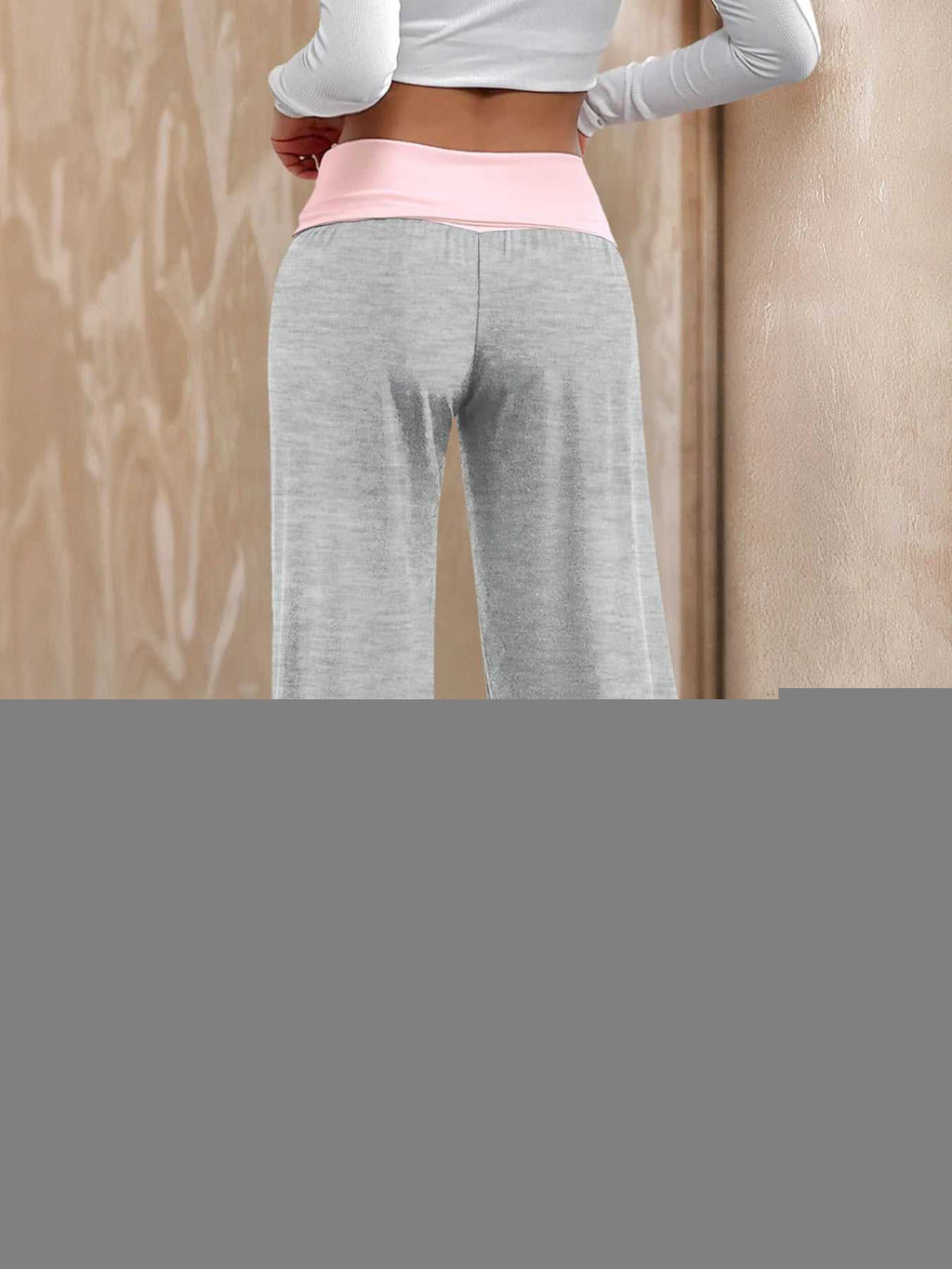 Contrast Waistband Wide Leg Pants -- 