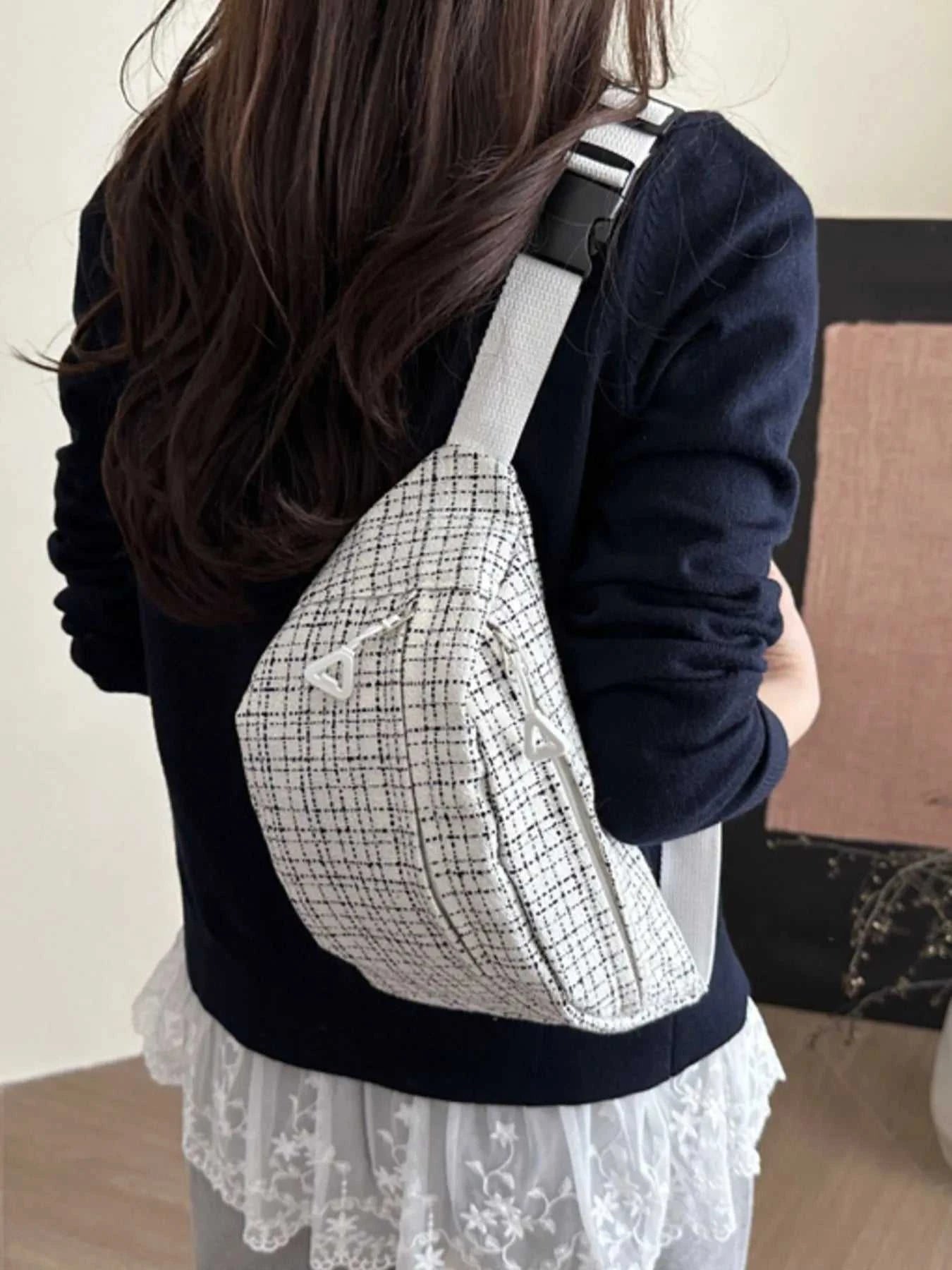 Plaid Pattern Crossbody Bag