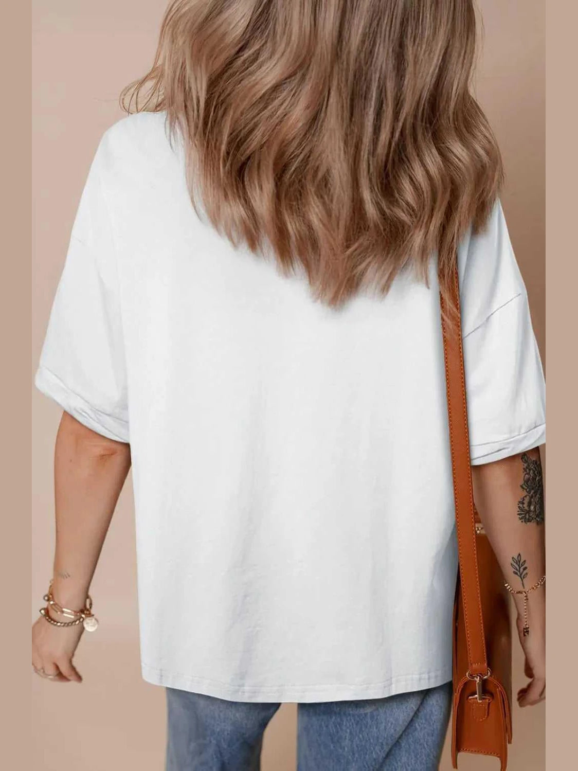 Loose Half Sleeve Hi Low Hem T Shirt -- 